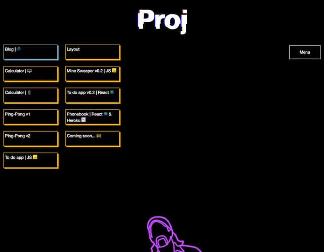 Screenshot of the second iteration of my website from late 2019
