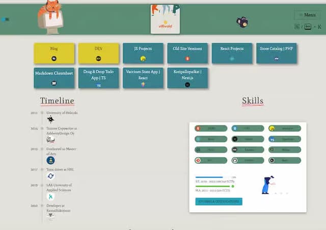 Screenshot of the third iteration of my website which was live from 2020 to 2023