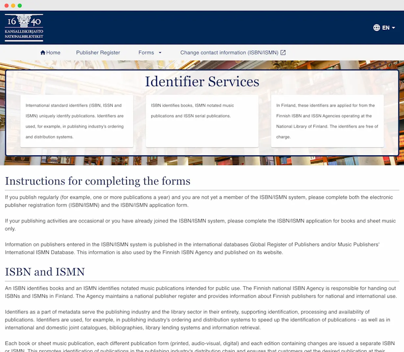 Preview image of the identifier services public website